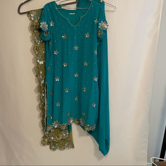 Salwar Kameez Indian 3-Piece Set – Blue, Size 42 - Picture 3 of 8